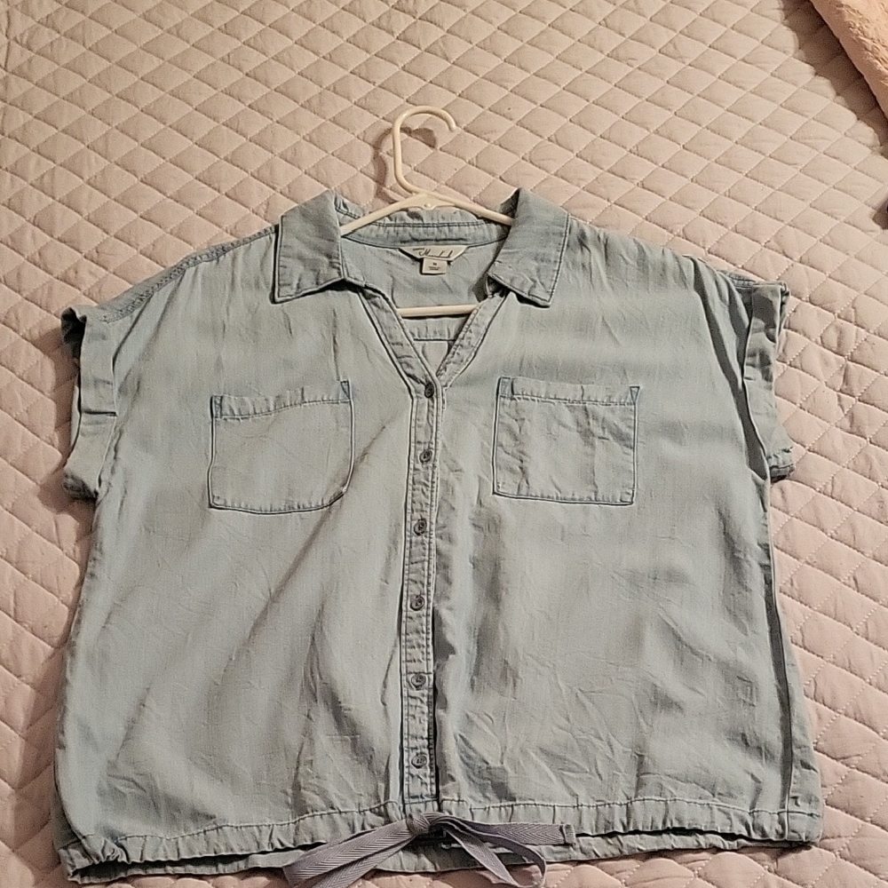 AFF Sky Blue Short Sleeve Blouse